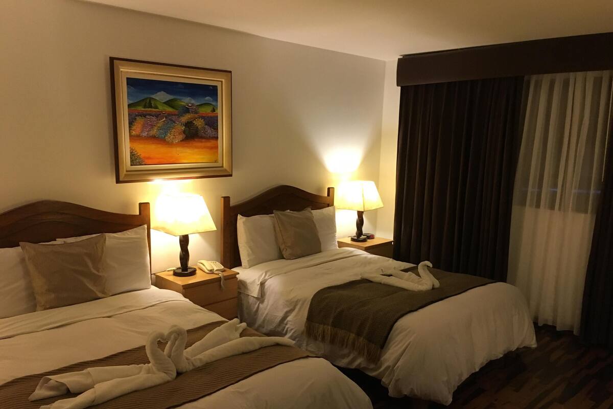 Down comforters, desk, rollaway beds (surcharge), WiFi (free)