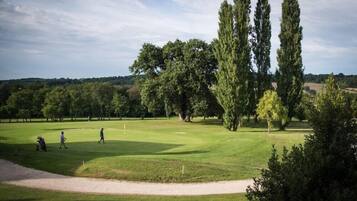 Enjoy a round of golf on our well-maintained fairway with scenic views of the surrounding landscape.