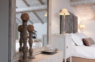 Deluxe Suite, Balcony - Attic (Adiandi Building, 3rd floor, stair access only) | In-room safe, individually decorated, free WiFi, bed sheets