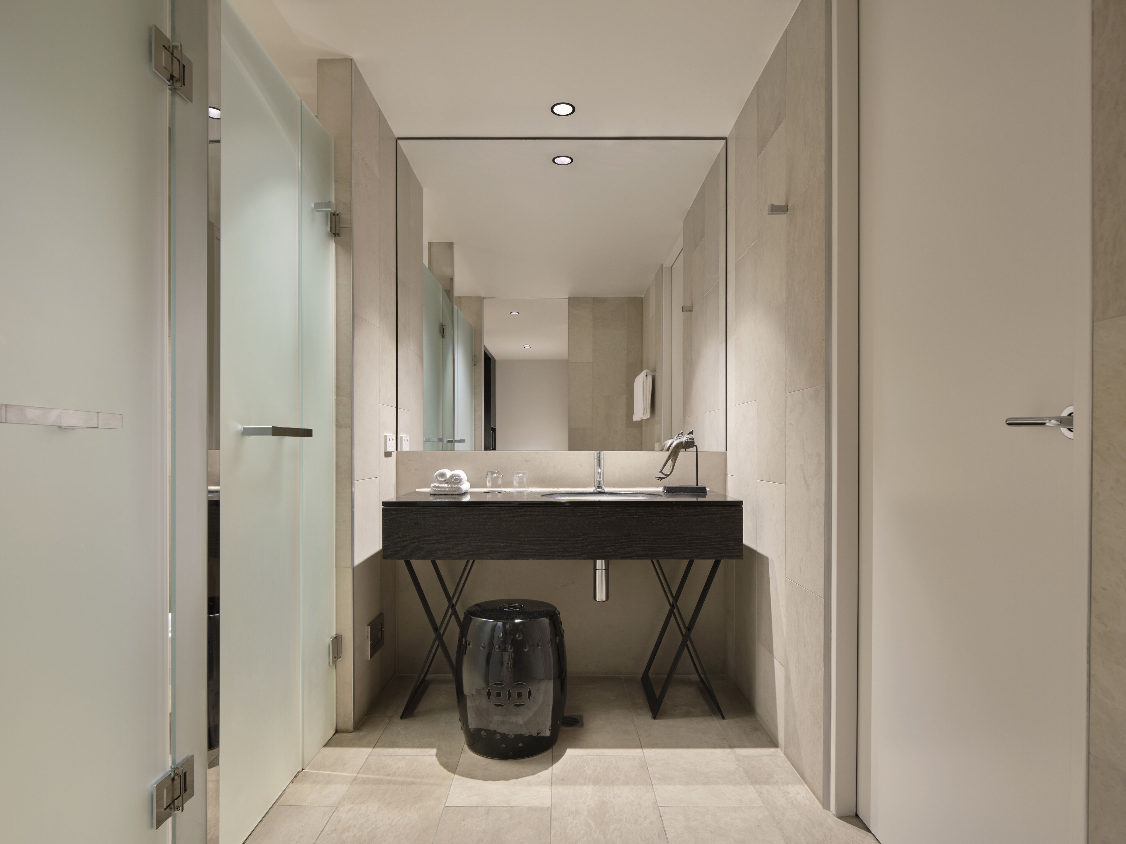 luxury one bedroom apartment | bathroom | shower, designer toiletries, hair dryer, bathrobes