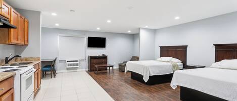 Room, 2 Double Beds, Kitchenette | Desk, free WiFi, bed sheets, alarm clocks