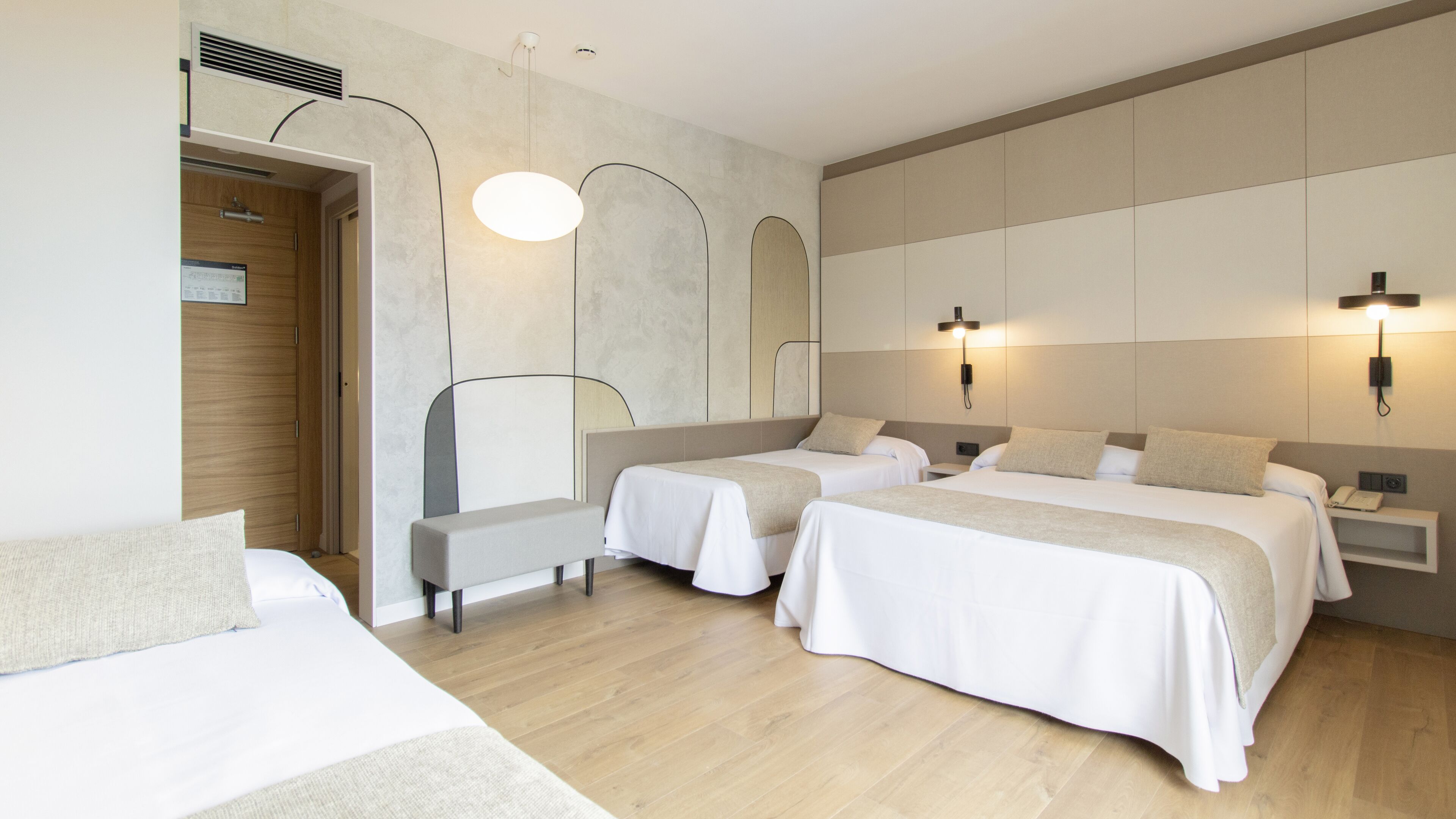 1 bedroom, desk, blackout curtains, free cots/infant beds