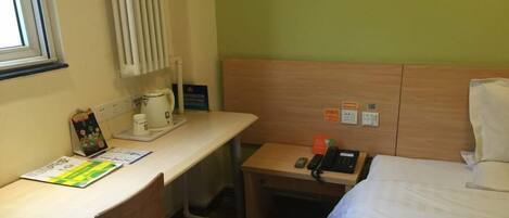 Desk, blackout curtains, WiFi