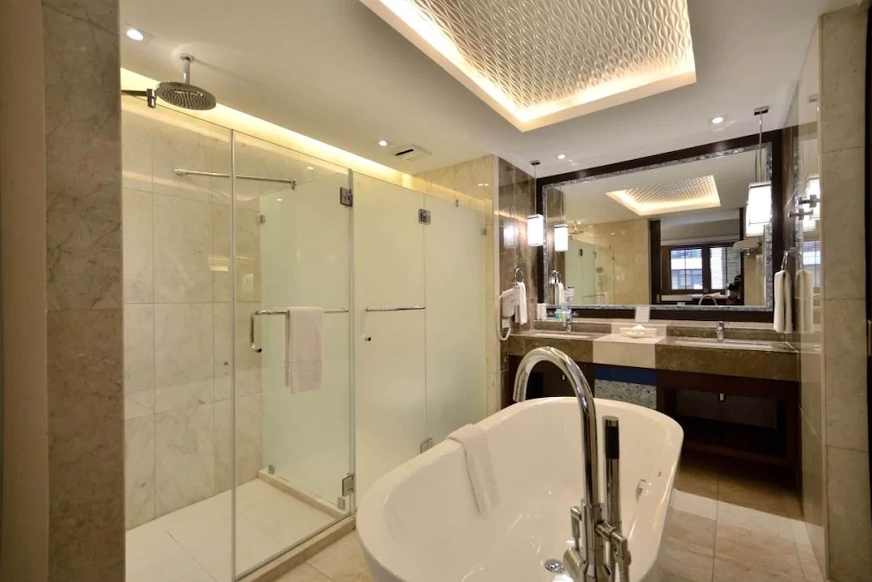 shower, free toiletries, hair dryer, slippers