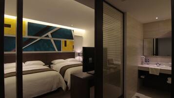 Premium bedding, down duvets, in-room safe, desk