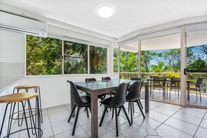 Mid-Level Three Bedroom Apartment | Living area | Plasma TV - Beachcomber on the Spit (Mooloolaba)