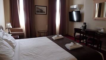 Desk, blackout curtains, iron/ironing board, free WiFi