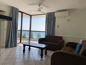 Superior Apartment, 2 Bedrooms, Ocean View, Sea Facing | Living area | Flat-screen TV, ping pong