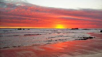 Enjoy a serene beach experience with access to the ocean and scenic views.