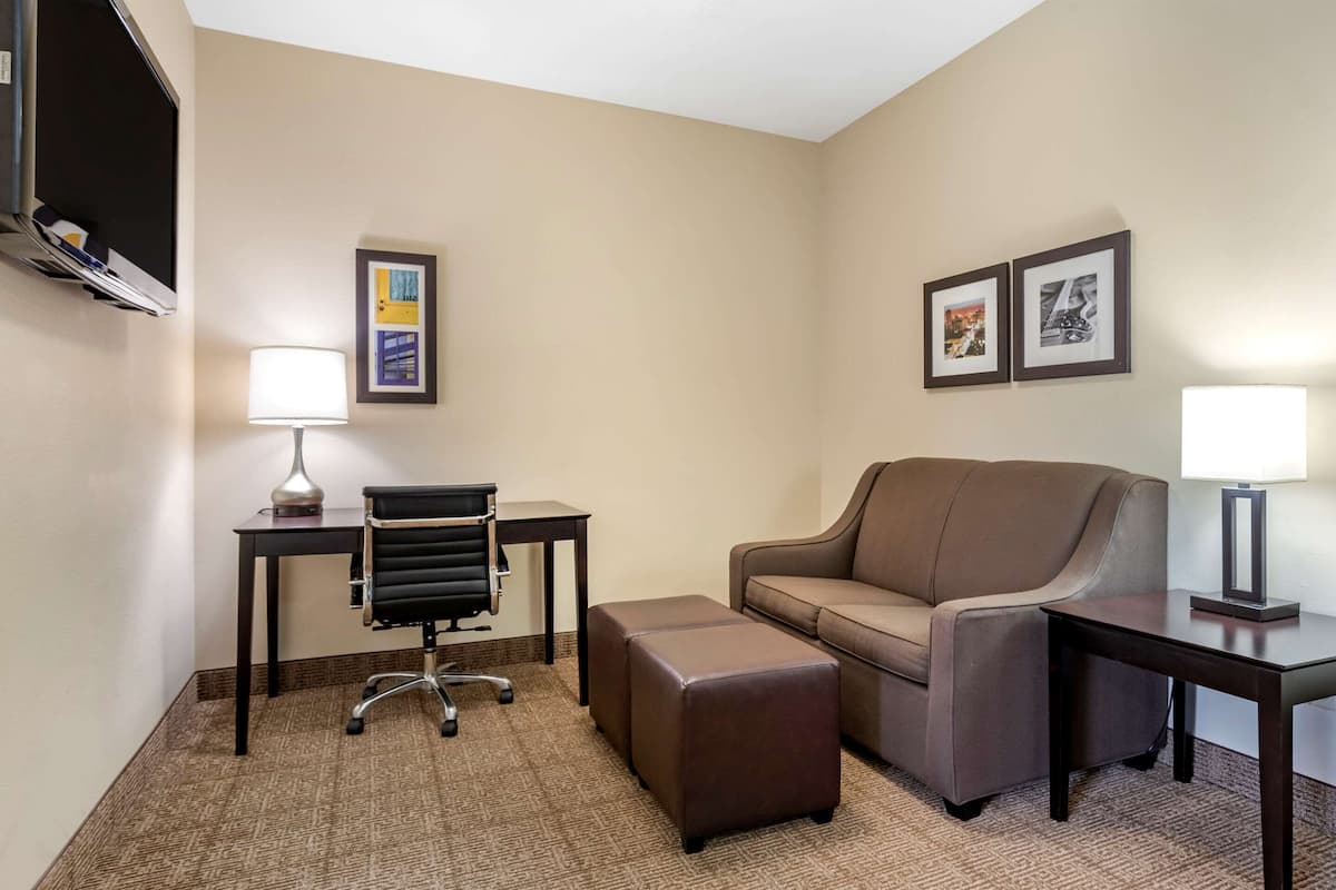 Suite, 1 King Bed, Non Smoking, Separate Seating Area and Wet Bar | In-room safe, desk, blackout curtains, iron/ironing board