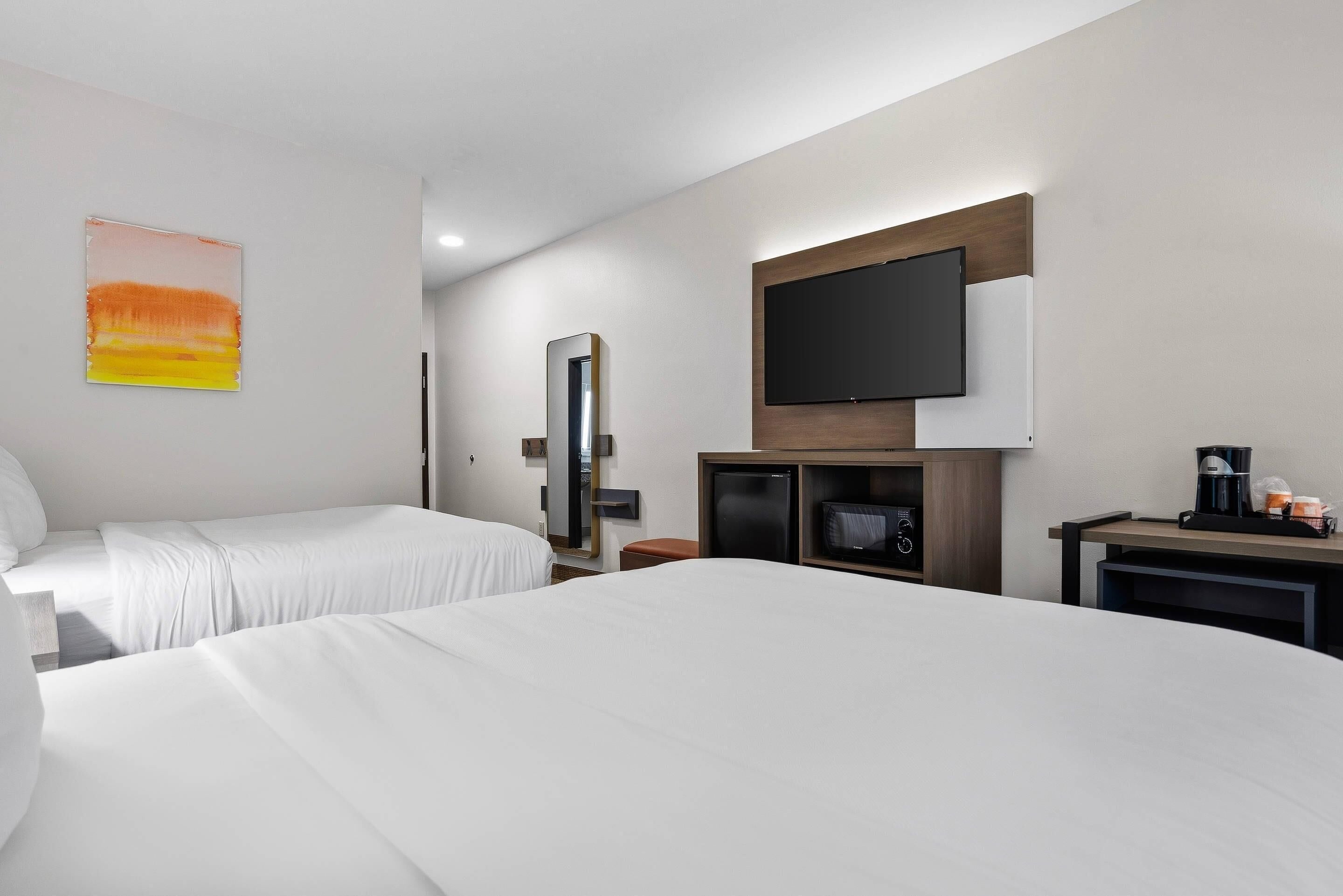 Room, 2 Queen Beds, Accessible, Non Smoking (Efficiency) | In-room safe, desk, blackout curtains, iron/ironing board