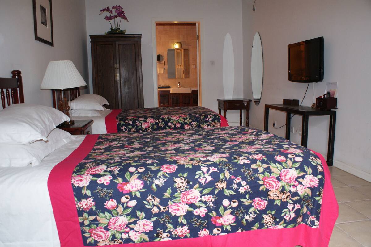 Camera con 2 letti singoli, sul cortile | Biancheria da letto di alta qualità, minibar, una cassaforte in camera