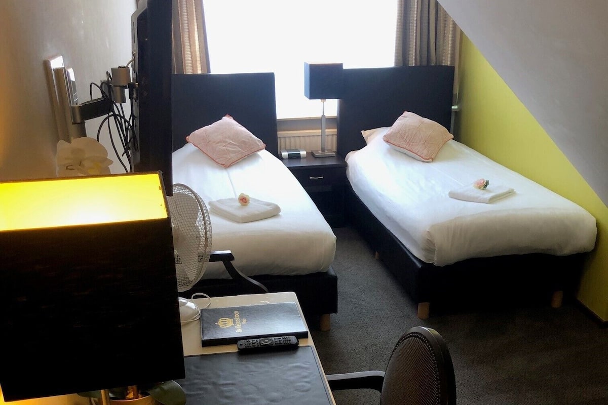 Eenvoudige Twin kamer, 2 eenpersoonsbedden | Een kluis op de kamer, een bureau, verduisterende gordijnen