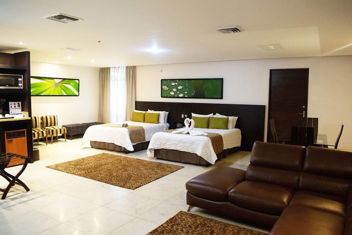 Literie hypoallergénique, couette en duvet, minibar