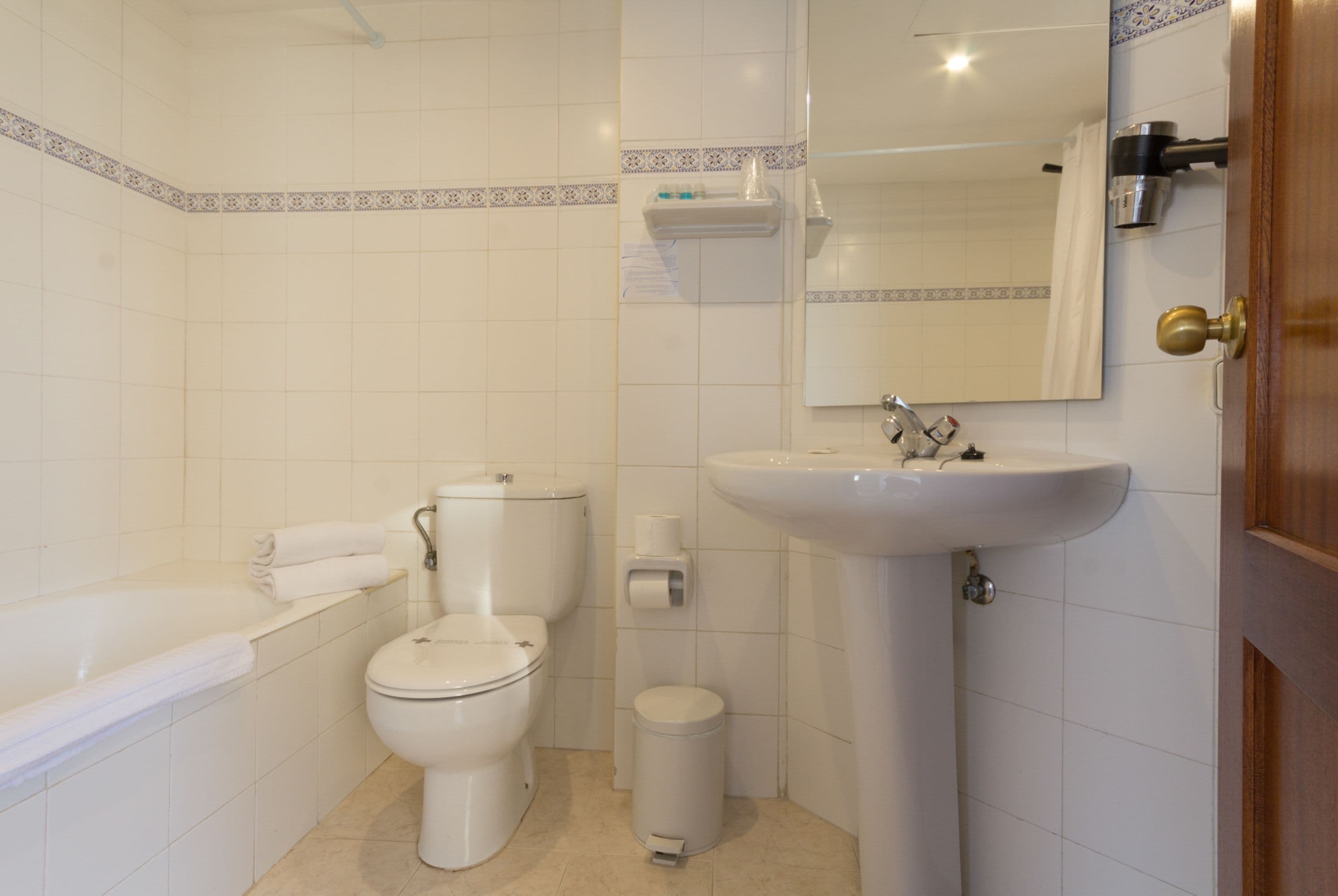 free toiletries, hair dryer, towels