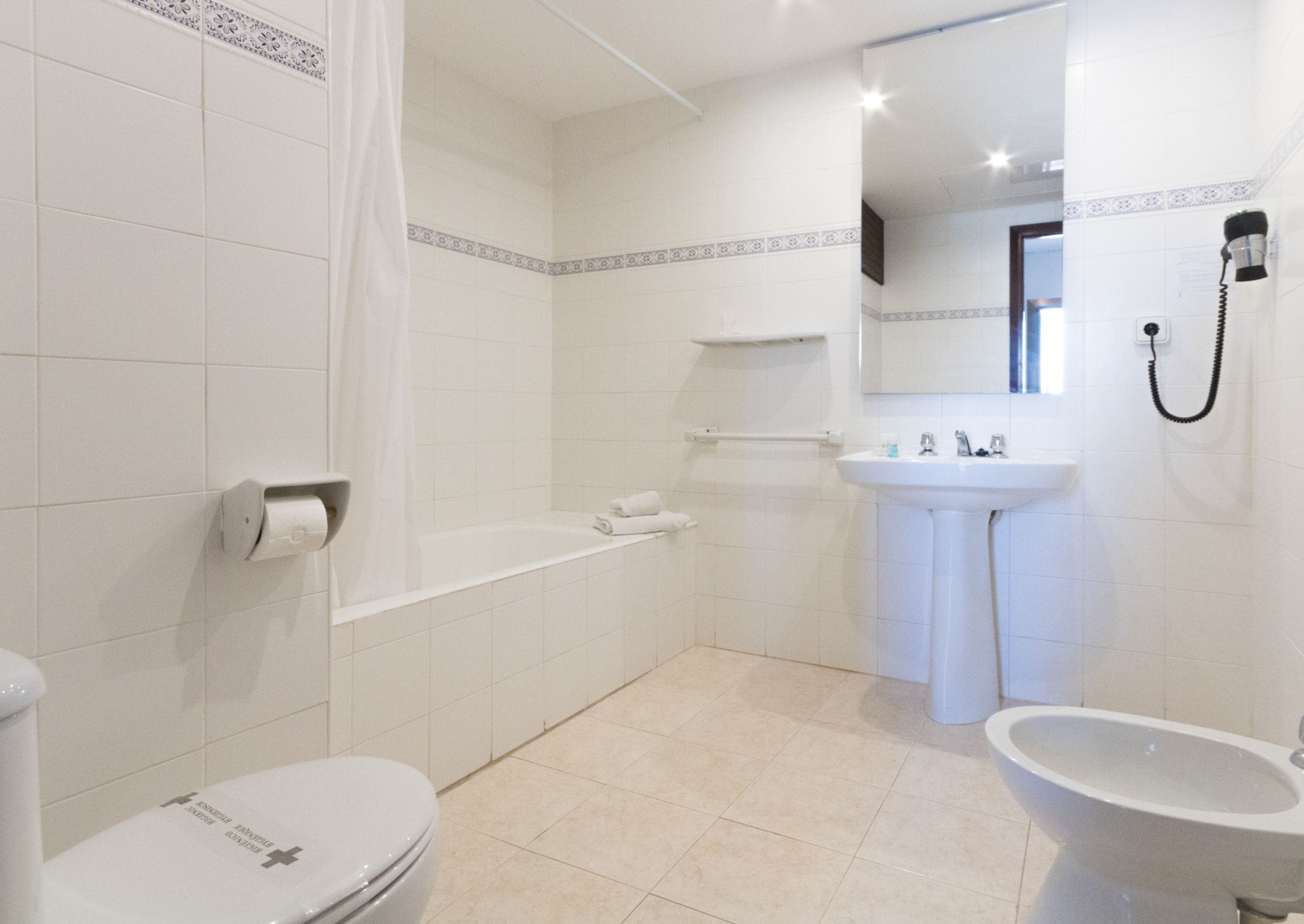 free toiletries, hair dryer, towels