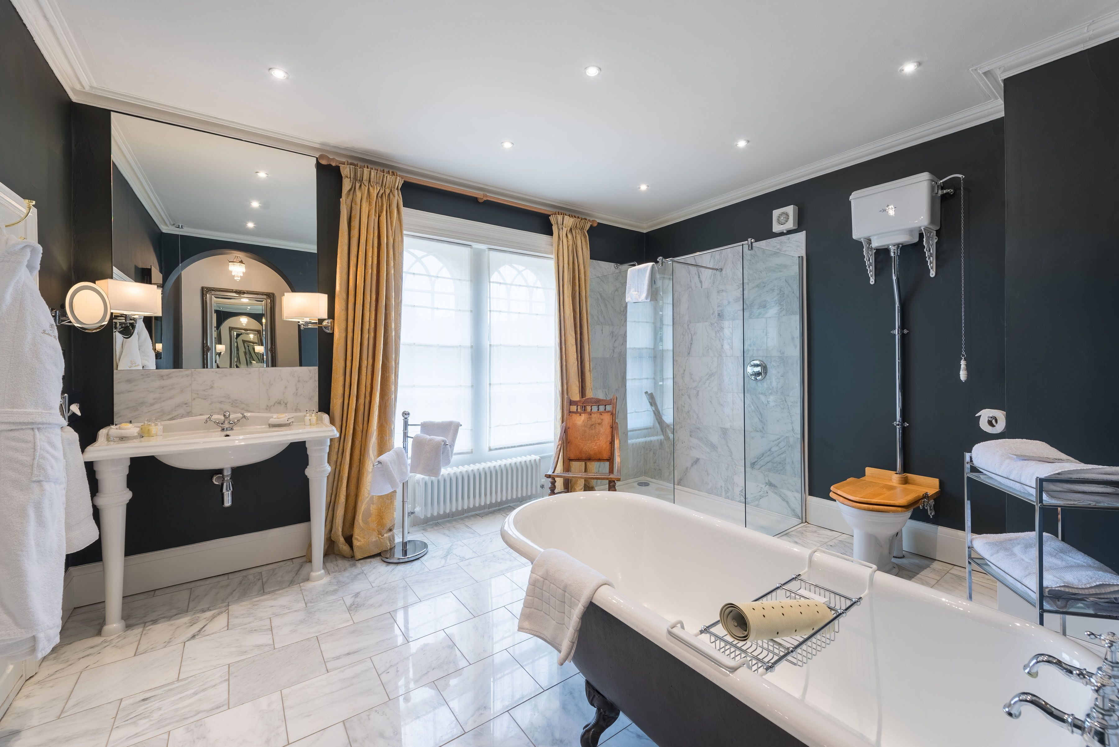 signature double room | bathroom | designer toiletries, hair dryer, bathrobes, slippers