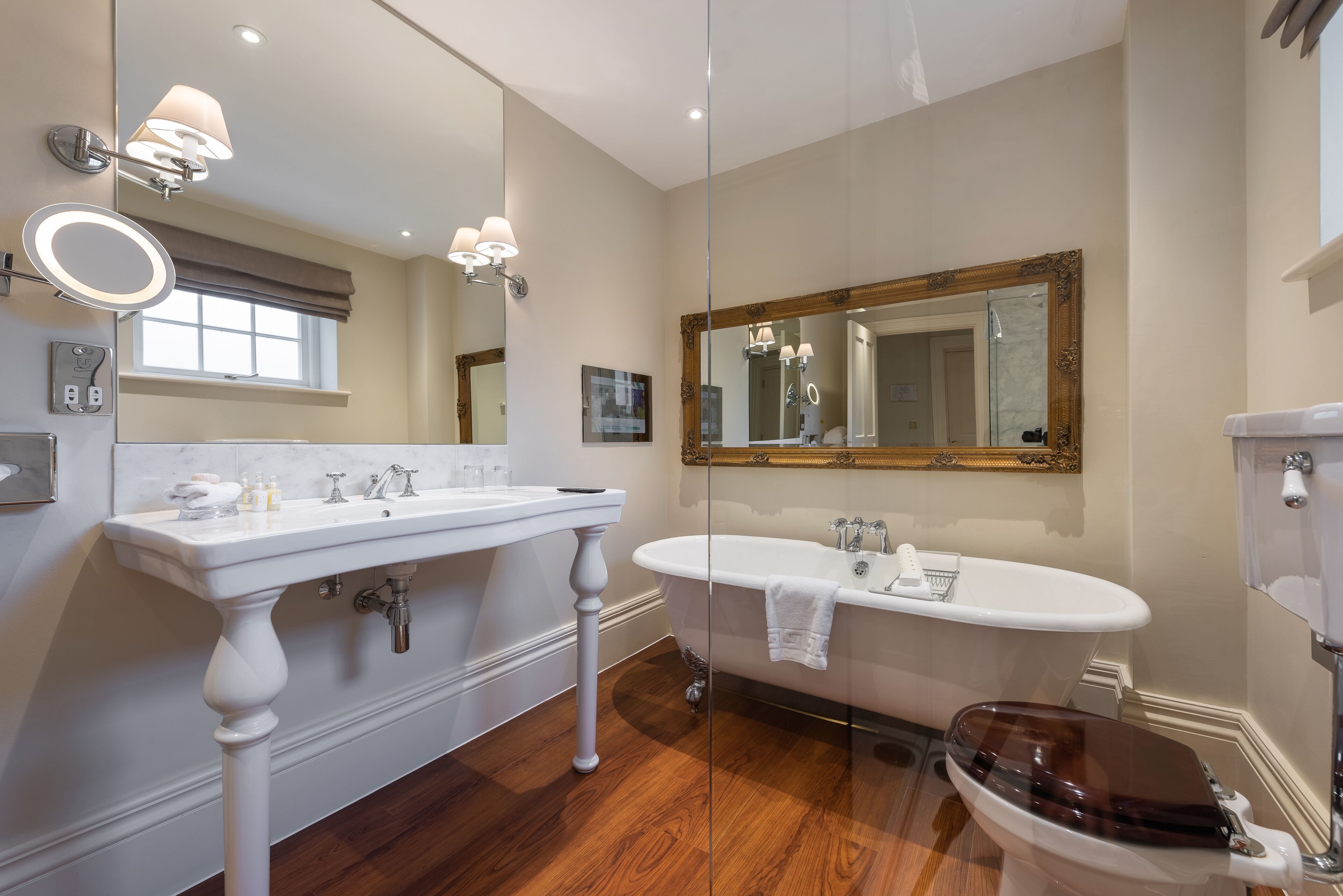 luxury double or twin room | bathroom | designer toiletries, hair dryer, bathrobes, slippers