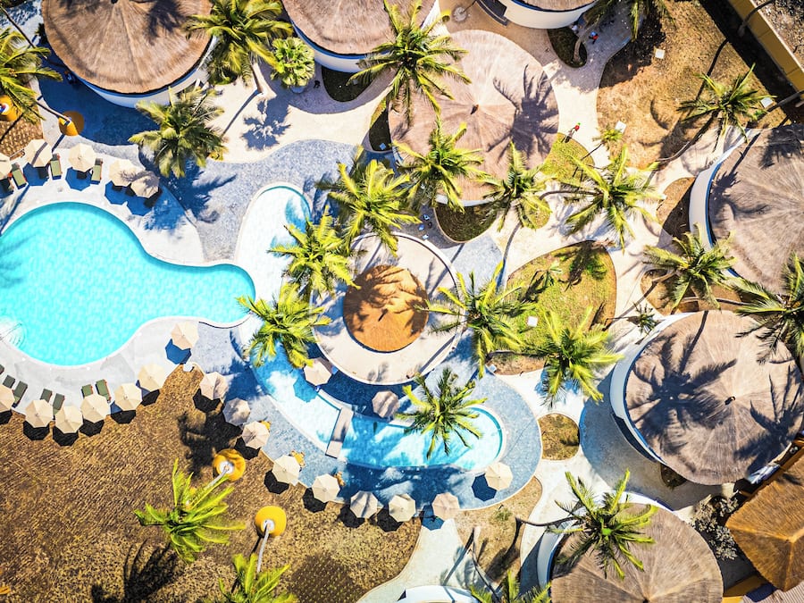 Outdoor pool, sun loungers