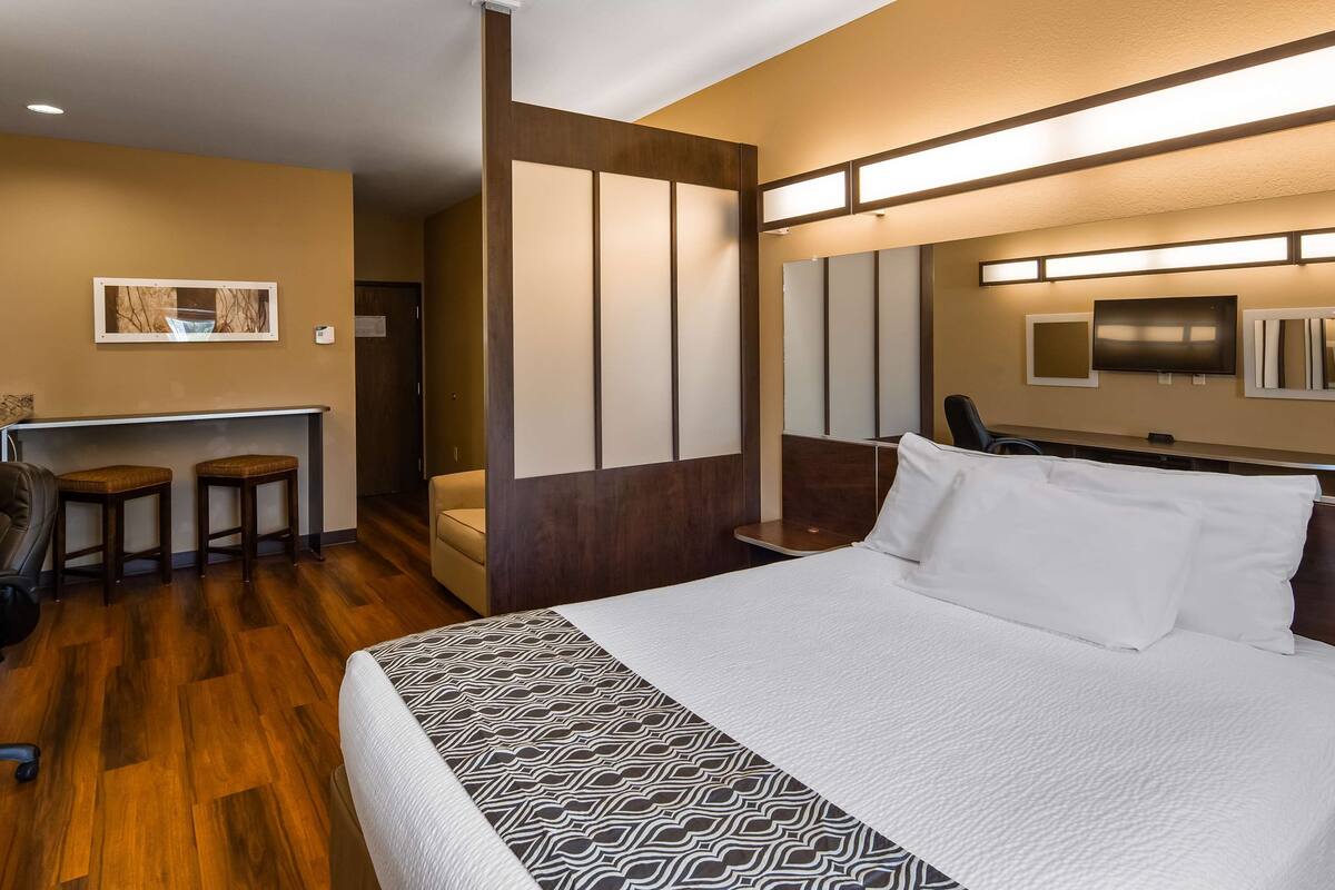 junior suite, 1 queen bed with sofa bed, non smoking, refrigerator & microwave (with sofabed) | premium bedding, desk, laptop workspace, iron/ironing board