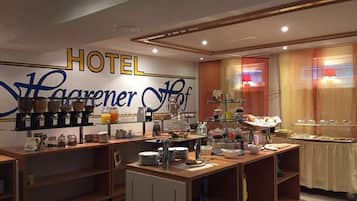 Daily self-serve breakfast (EUR 11.5 per person)
