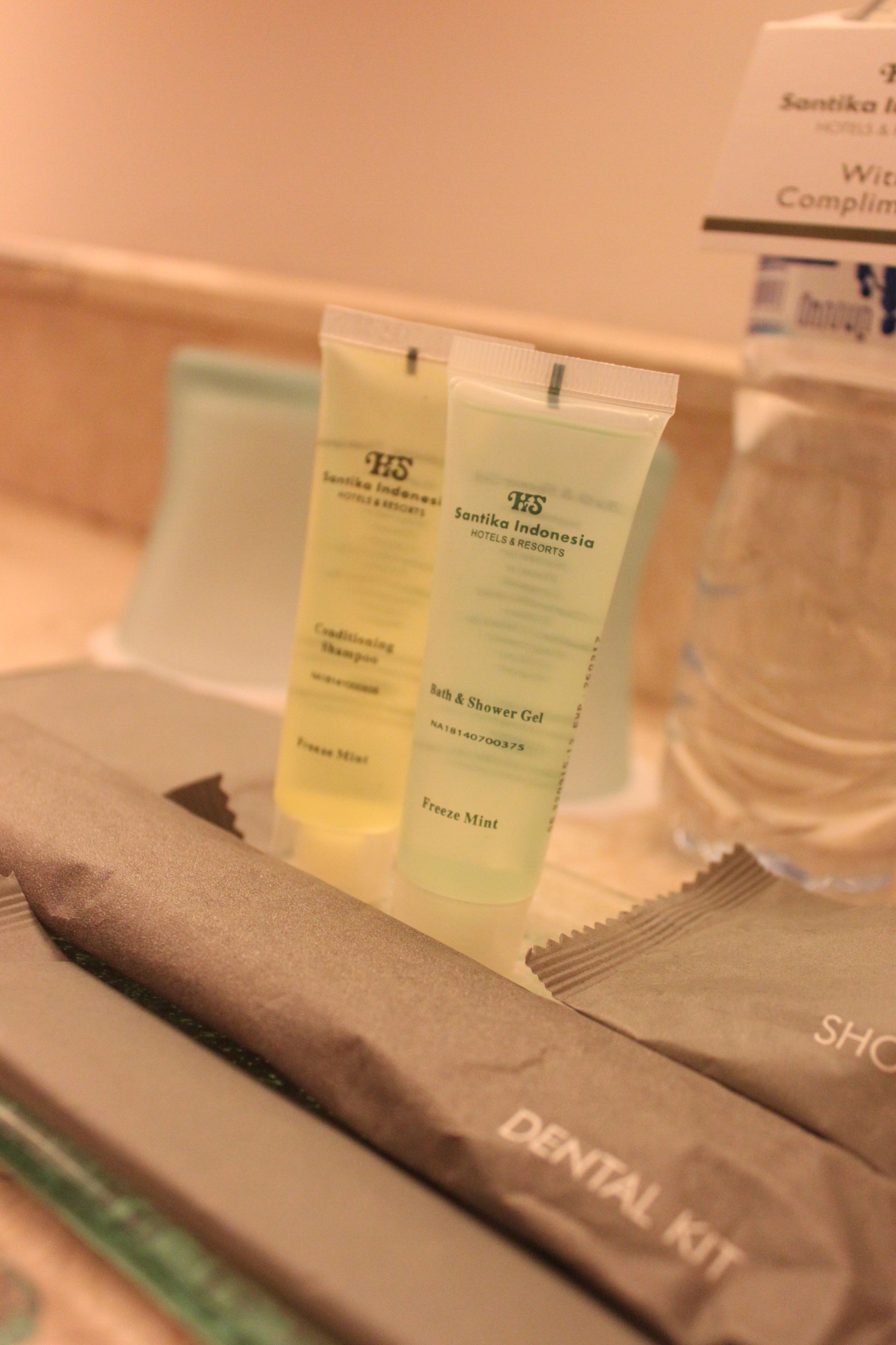 free toiletries, hair dryer, towels