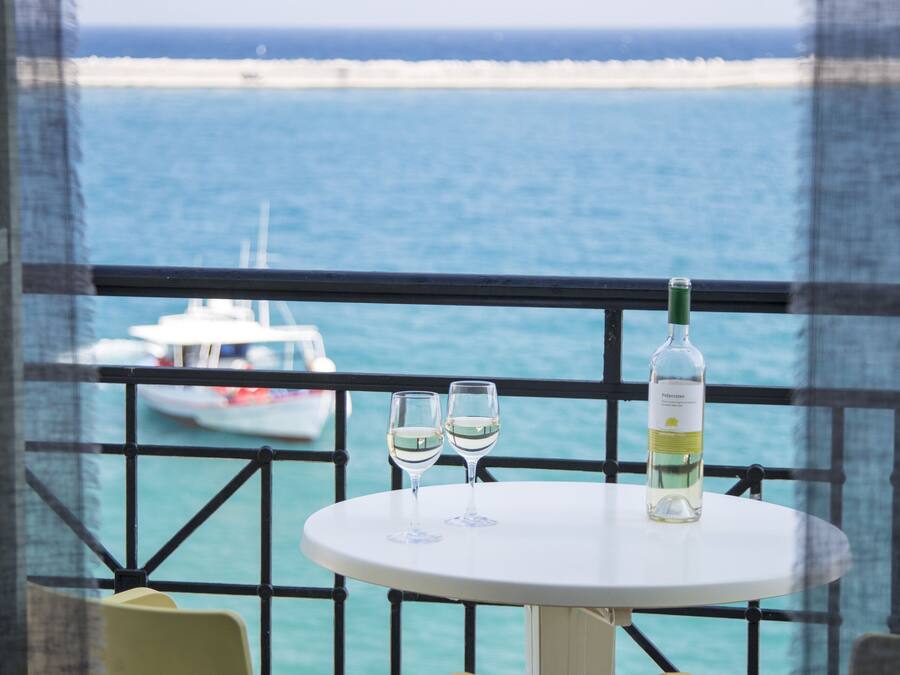 Doppel- oder Zweibettzimmer, Meerblick | Blick vom Balkon