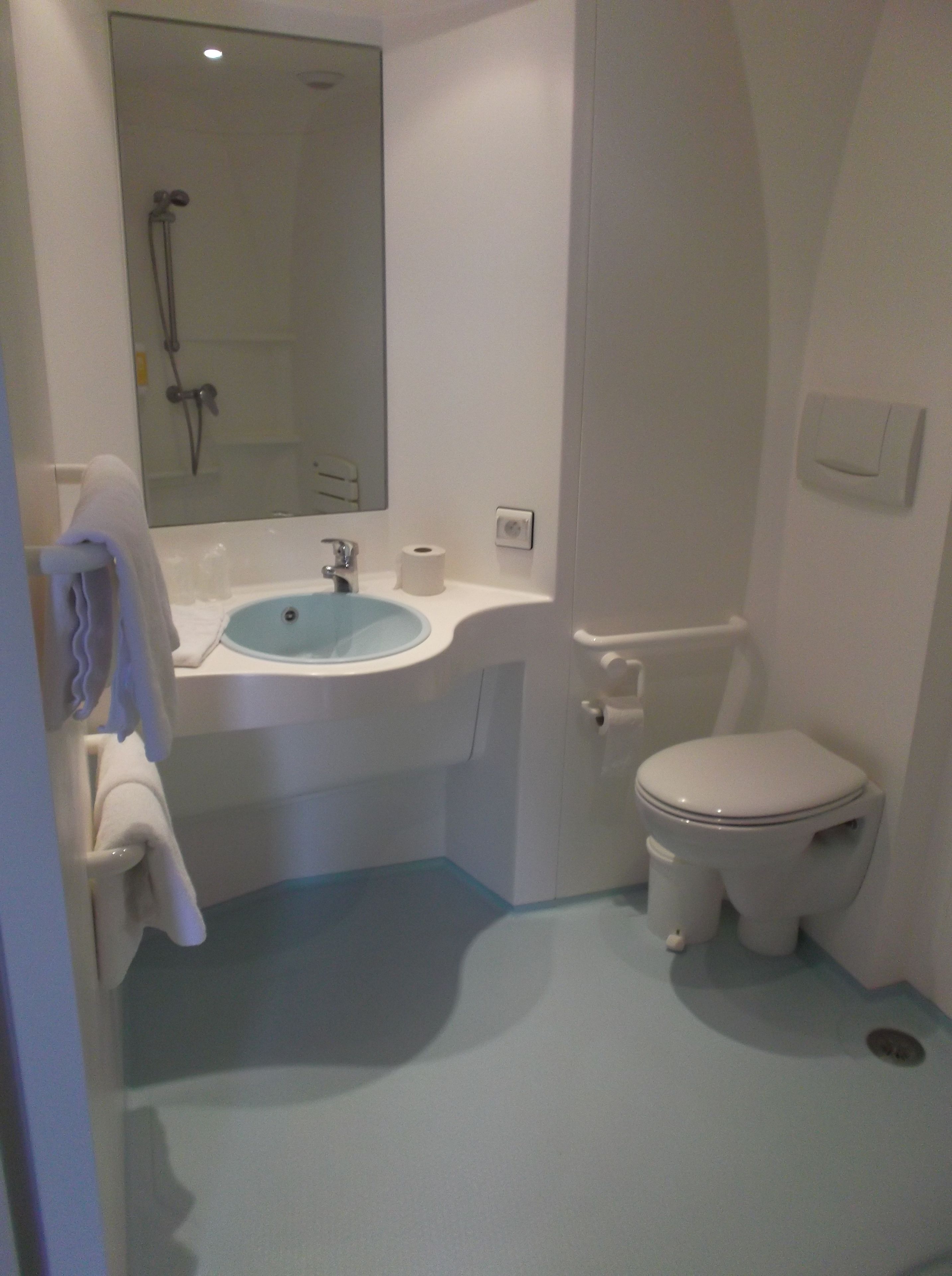 twin room, accessible | bathroom | shower, free toiletries, hair dryer, towels