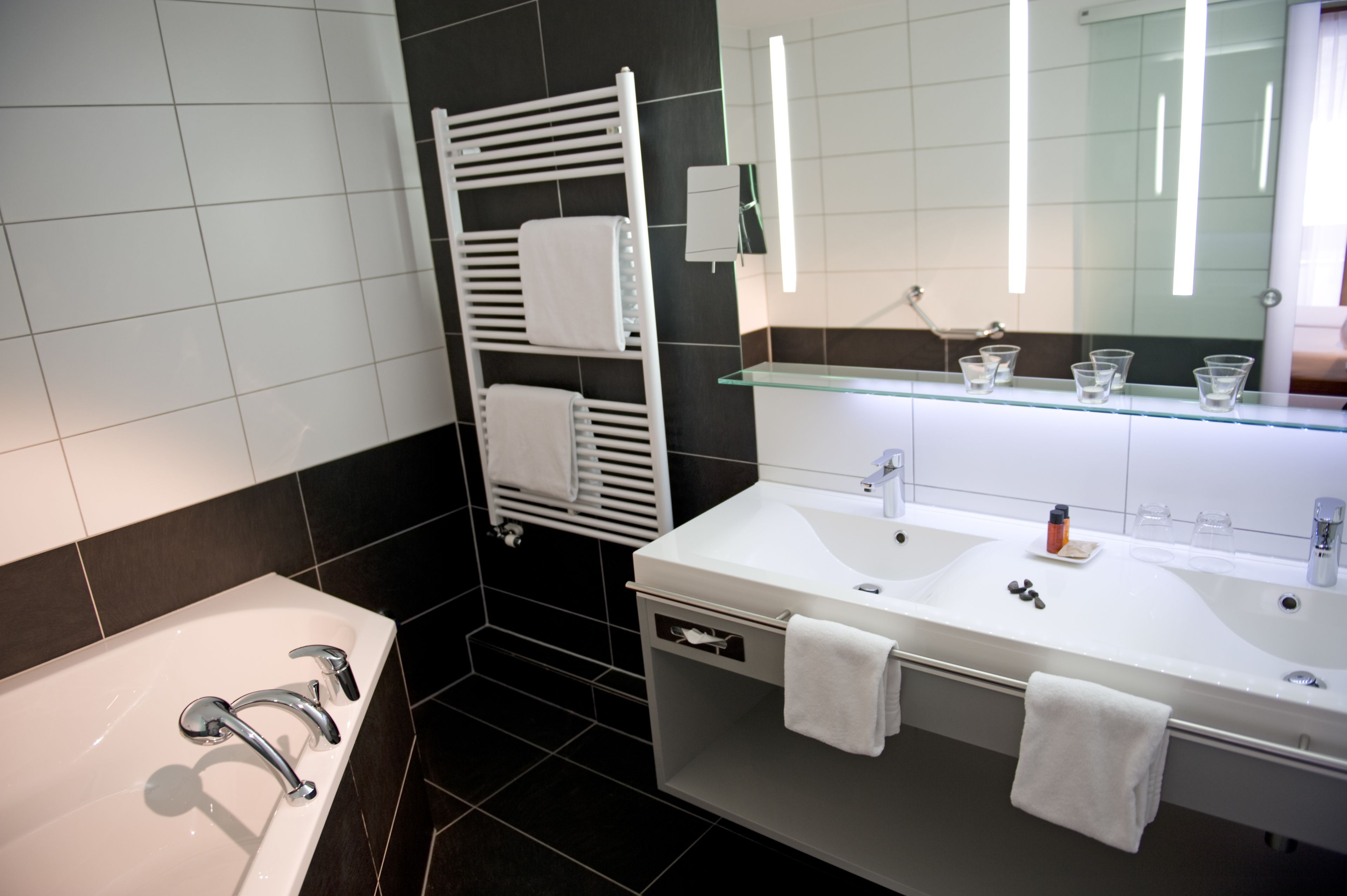 free toiletries, hair dryer, towels