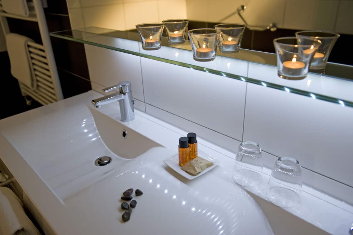 free toiletries, hair dryer, towels