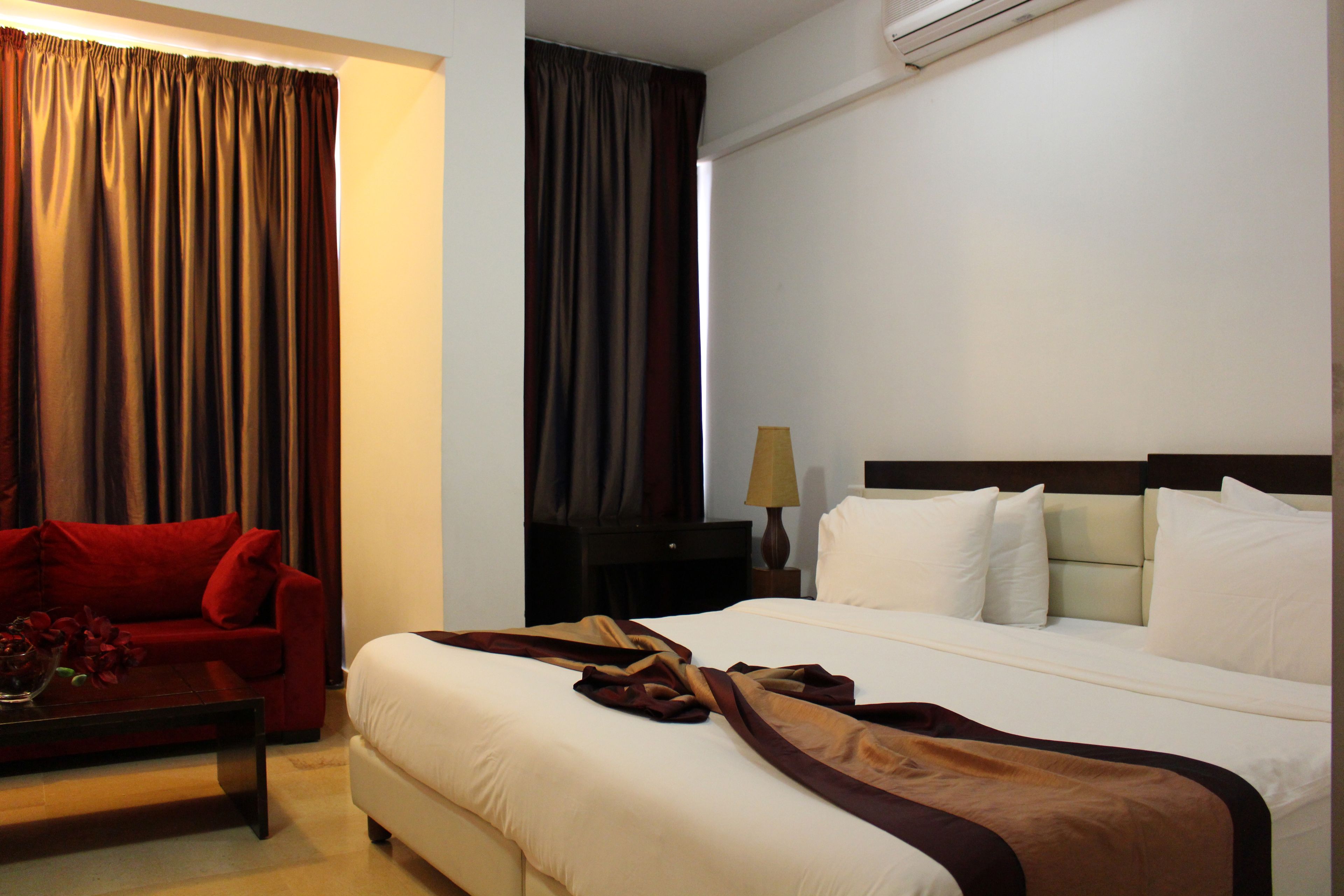 In-room safe, desk, laptop workspace, blackout curtains