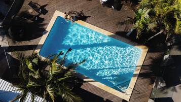 Outdoor pool, pool loungers