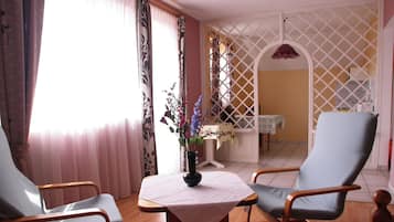 Blackout curtains, iron/ironing board, free WiFi, bed sheets