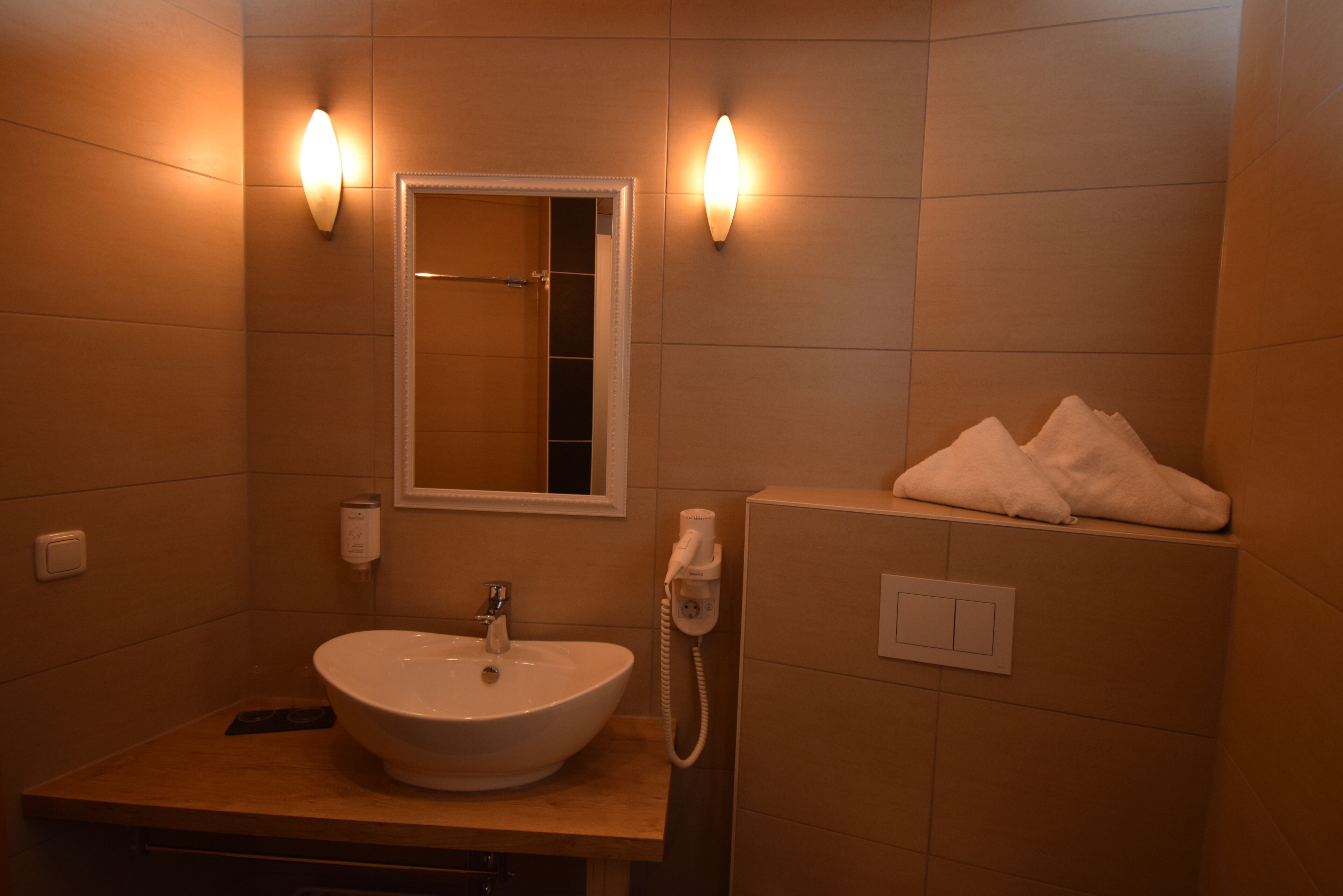 standard double room, balcony | bathroom | shower, hair dryer