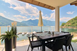 Panoramic Apartment, 2 Bedrooms, Lake View, Lakeside | View from room - Golfo Gabella (Maccagno con Pino e Veddasca)
