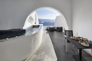Deluxe Suite, Hot Tub | Balcony view - Oia Suites (Santorini)