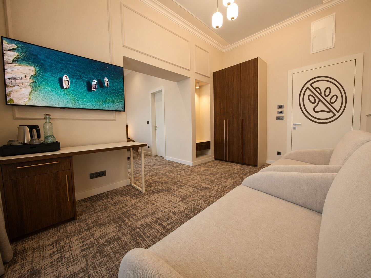 Family Double Room, Multiple Beds | Premium bedding, minibar, in-room safe, desk