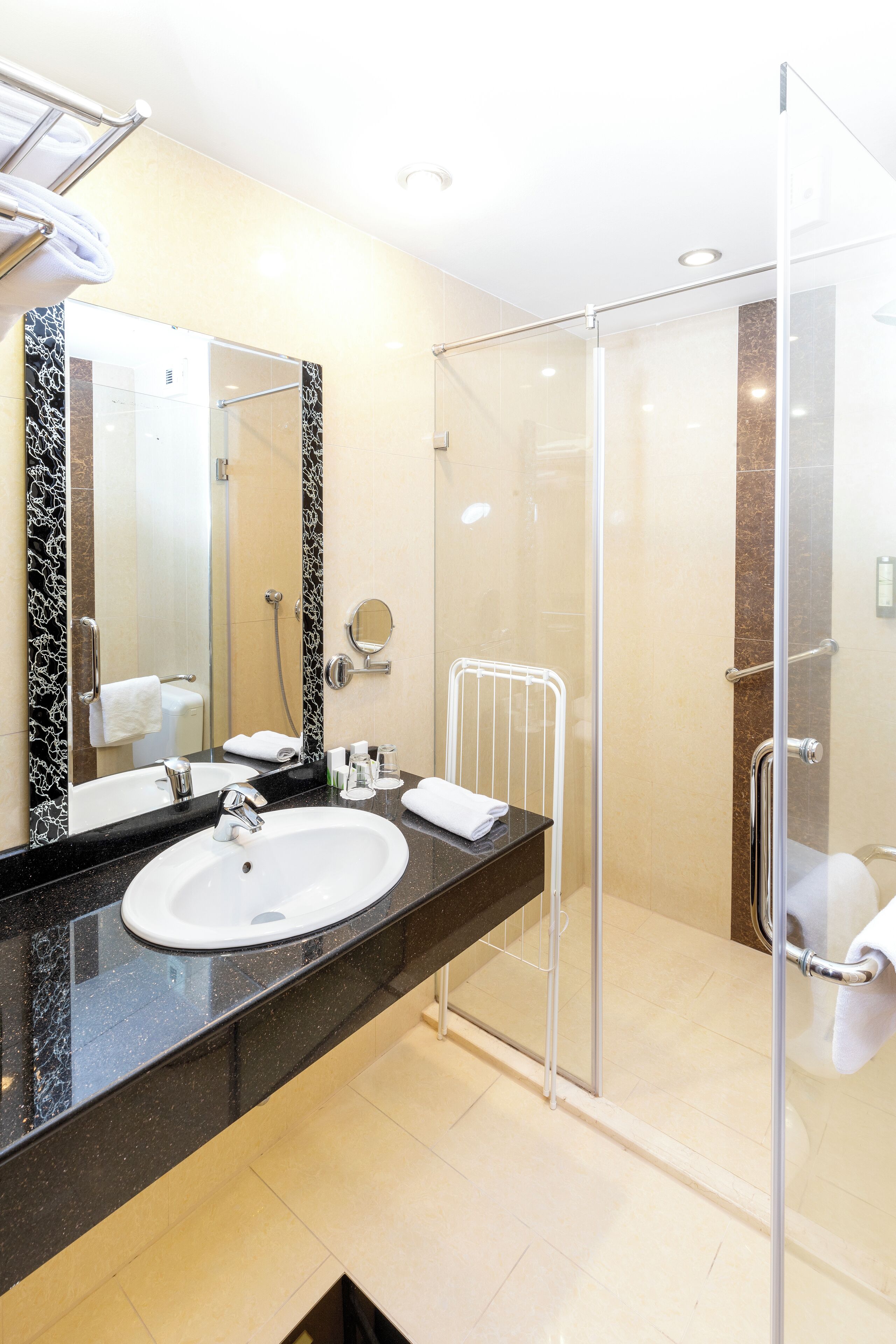 superior double room | bathroom | eco-friendly toiletries, hair dryer, bathrobes, slippers