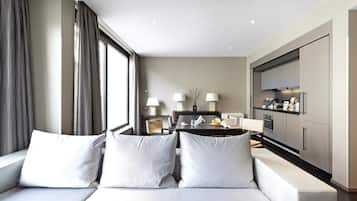 Presidential Suite, 2 Bedrooms, 2 Bathrooms | Living area | LCD TV, MP3 dock