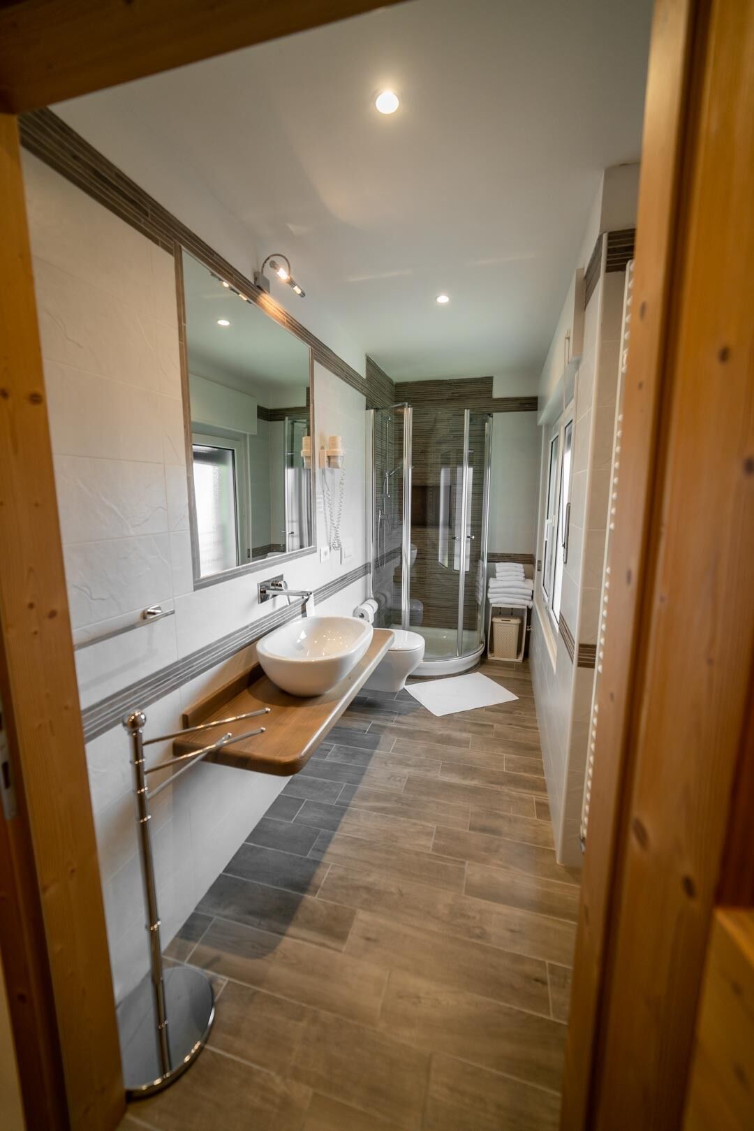 room | bathroom | shower, rainfall showerhead, designer toiletries, hair dryer