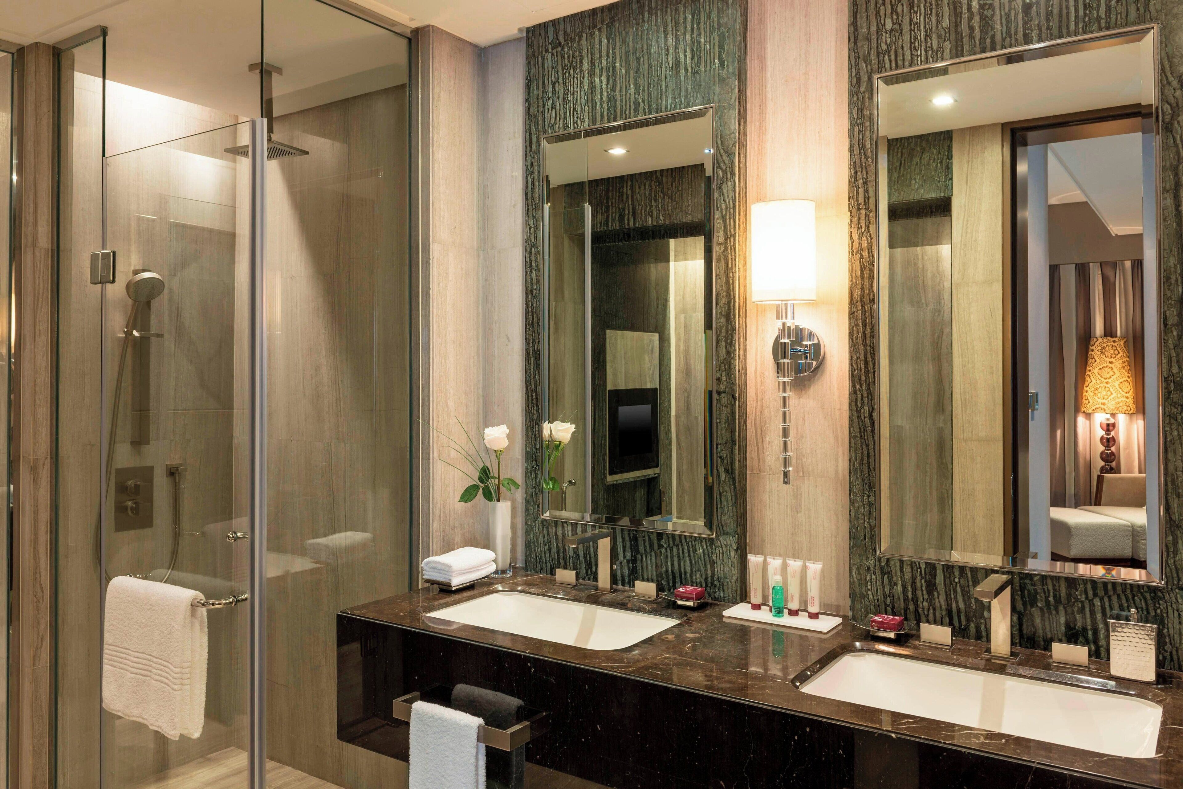 free toiletries, hair dryer, bathrobes, slippers