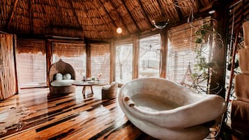 Baignoire, articles de toilette gratuits, serviettes fournies