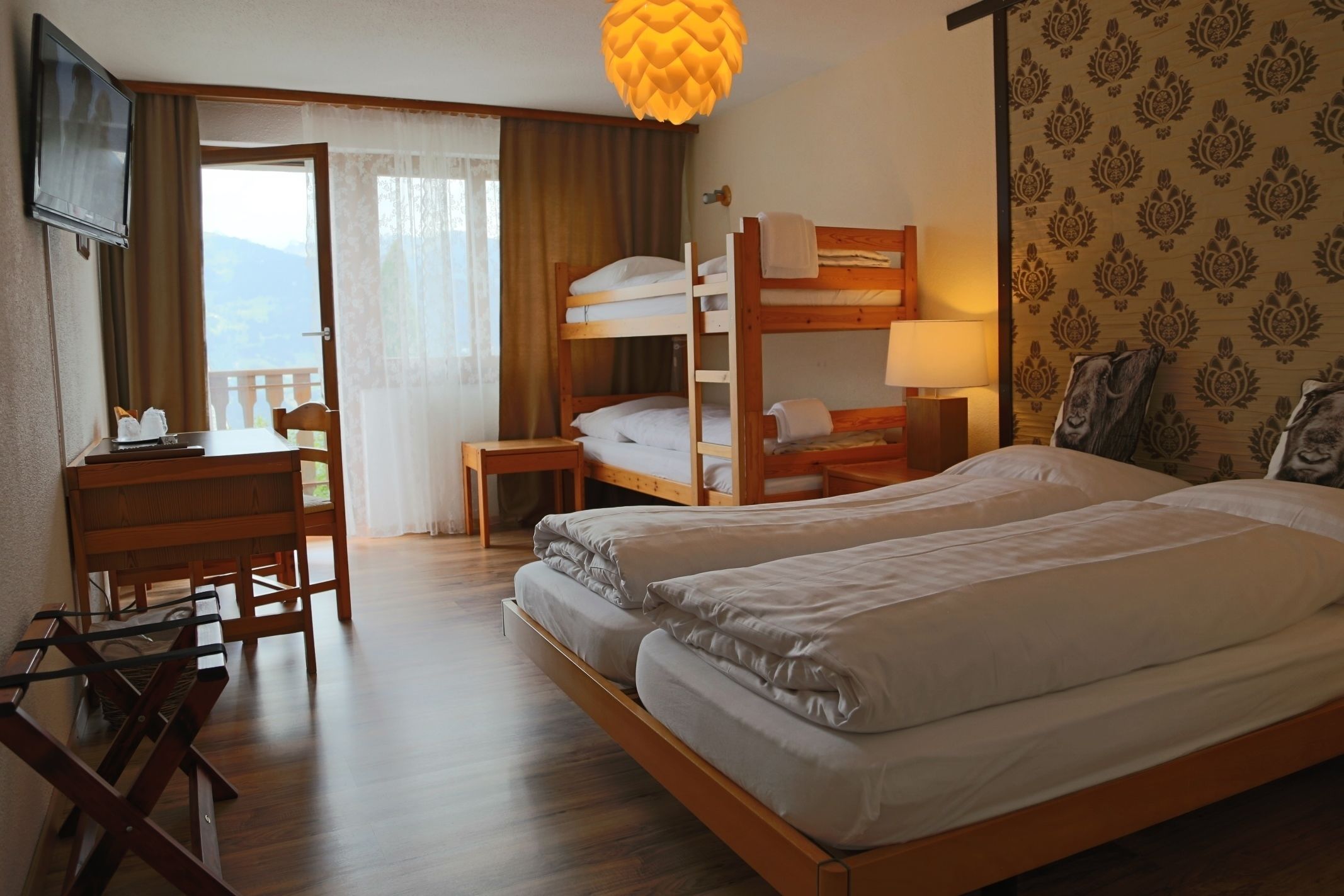 premium bedding, pillow-top beds, desk, iron/ironing board