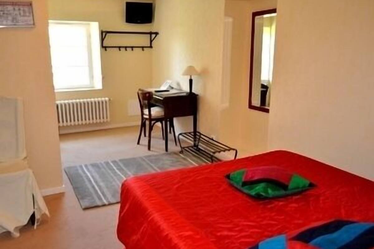 Premium bedding, desk, blackout curtains, iron/ironing board