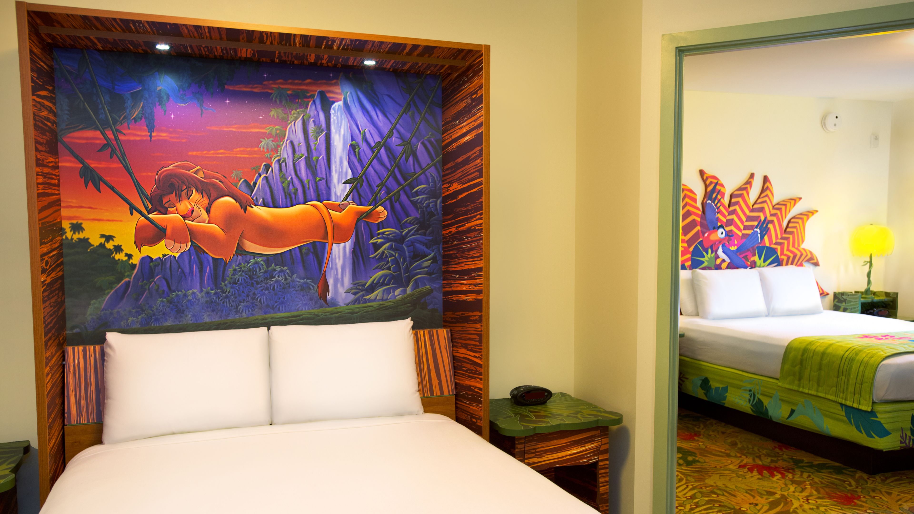 family suite (lion king) | in-room safe, desk, laptop workspace, blackout curtains