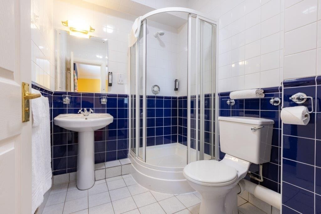 standard room, 1 king bed | bathroom | hair dryer, towels