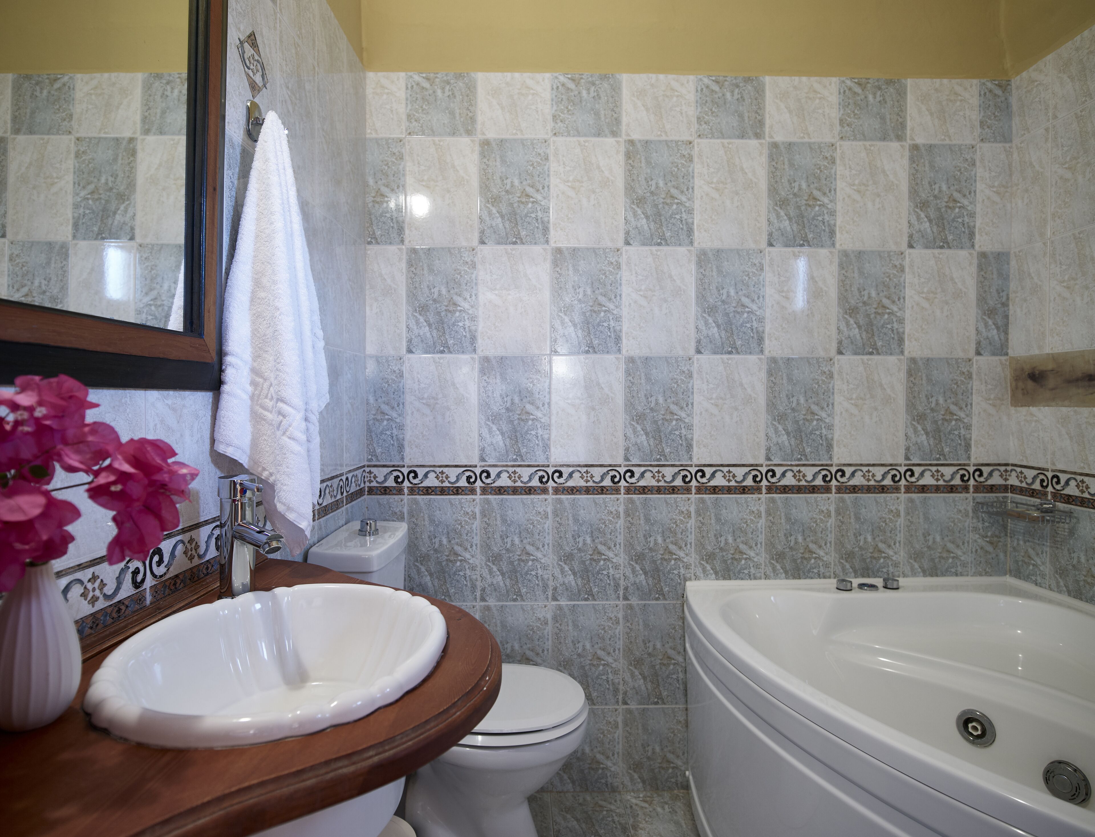 suite | bathroom | deep-soaking bathtub, rainfall showerhead, hair dryer, towels