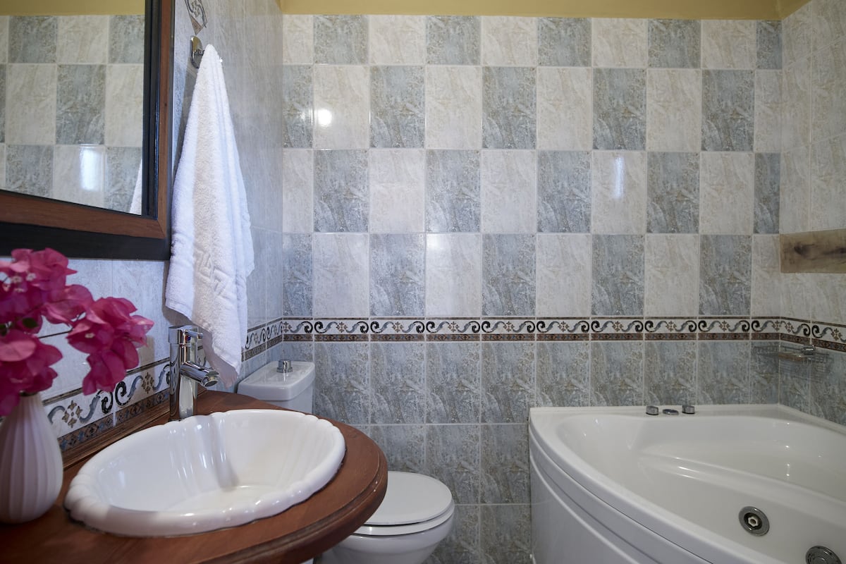 suite | bathroom | deep-soaking bathtub, rainfall showerhead, hair dryer, towels