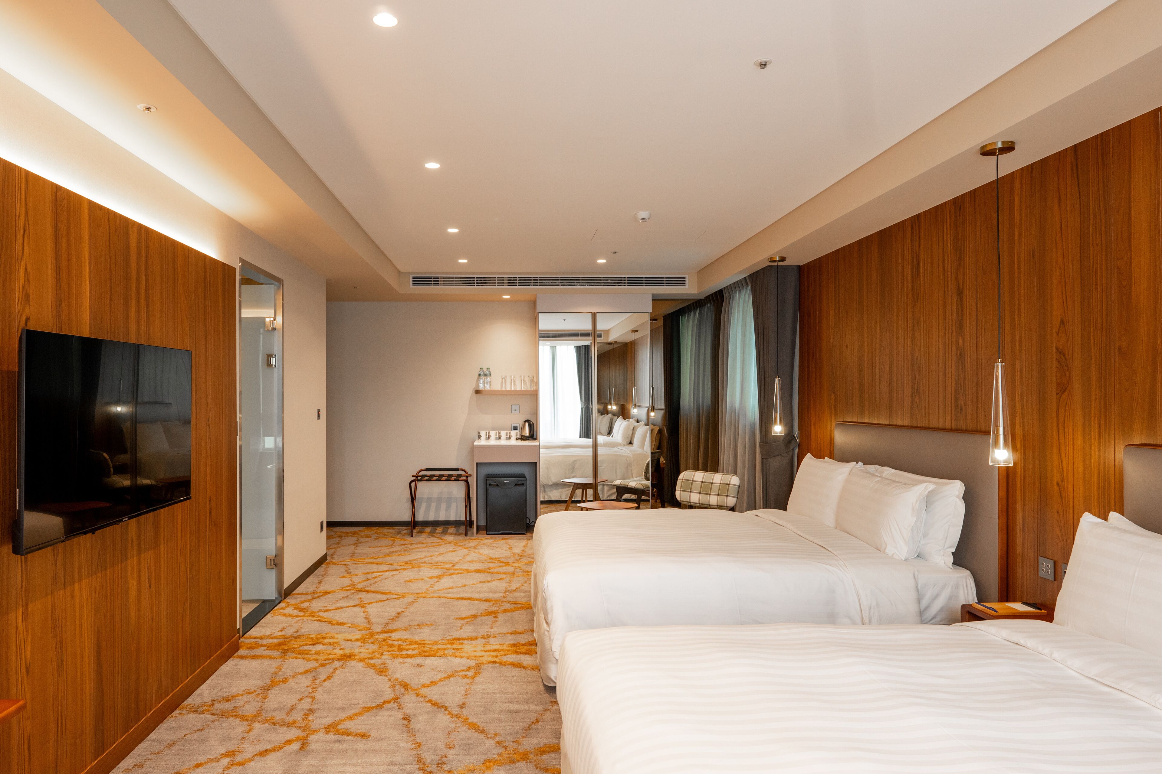 deluxe room, 2 queen beds, terrace, city view | 1 bedroom, premium bedding, down duvets, minibar