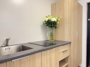 Classic Twin Room | Private kitchen | Fridge, microwave, electric kettle, toaster